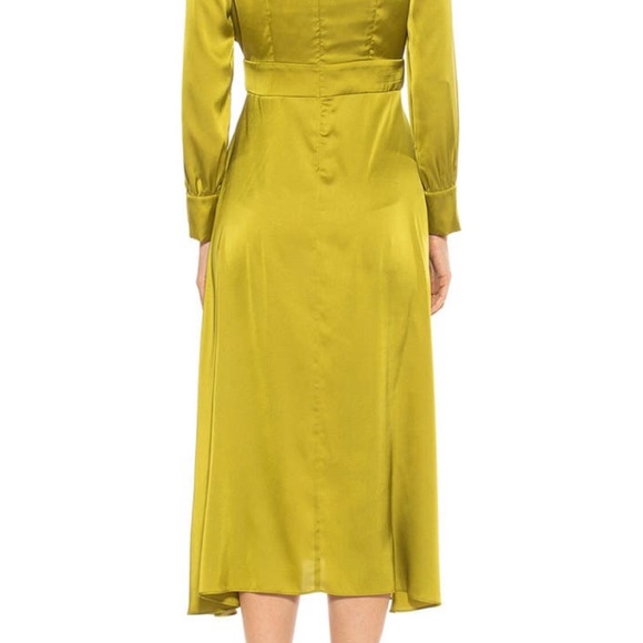 Alexia Admor Chartreuse Mock Neck Satin Midi Dress - Picture 3 of 11